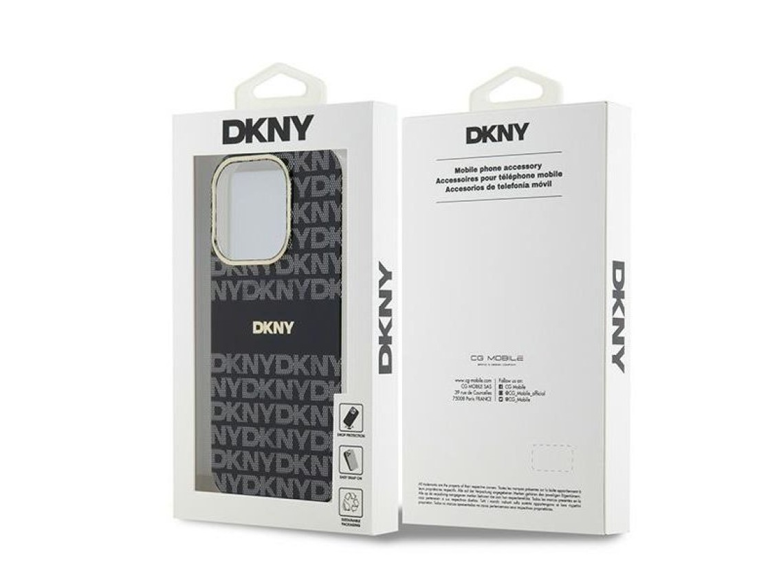 Funda DKNY IML Mono & Stripe MagSafe para iPhone 13 Pro / 13 - Negra