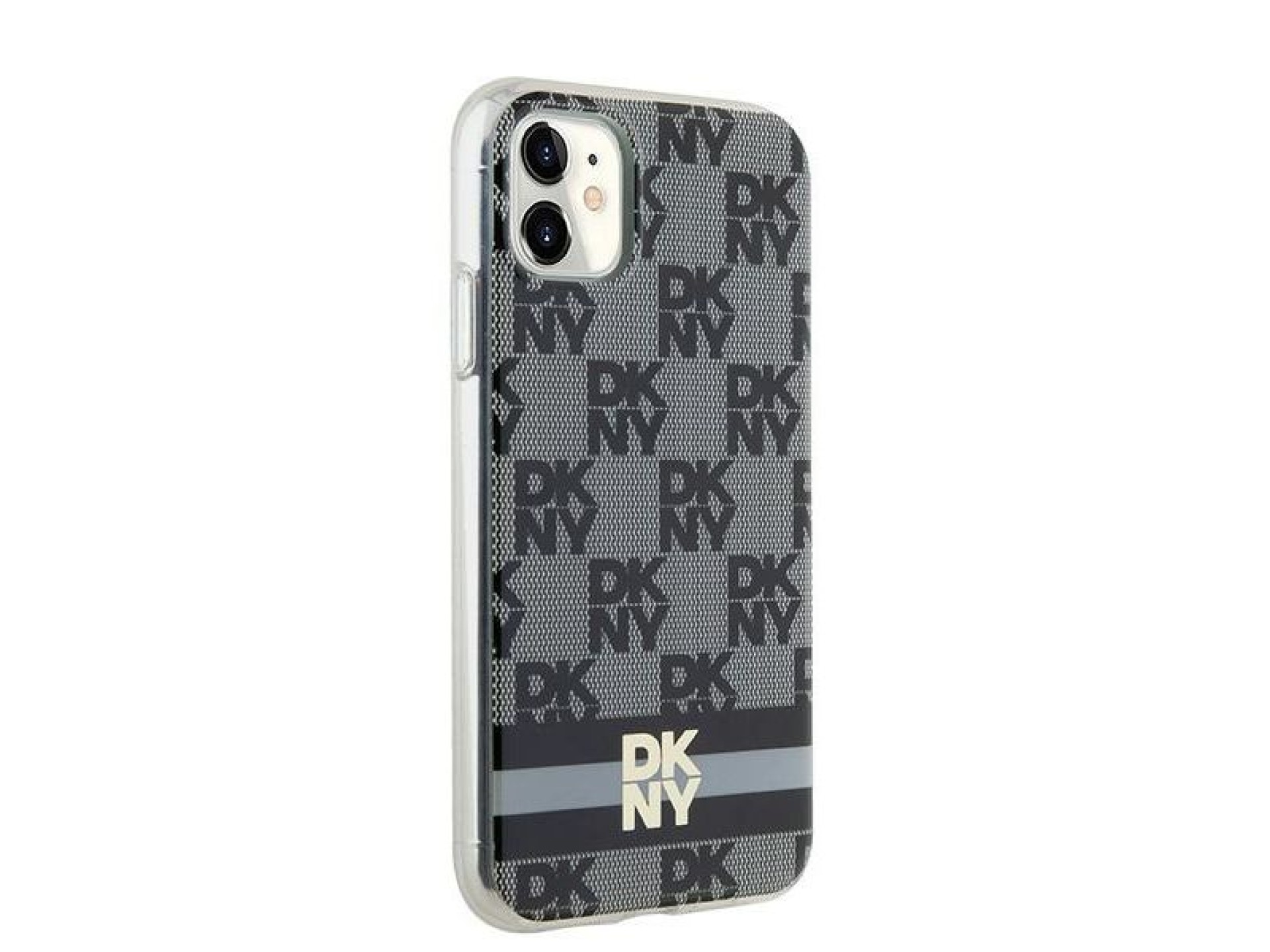 DKNY IML Checkered Mono Pattern & Printed Stripes MagSafe Case for iPhone 11 / Xr - Black