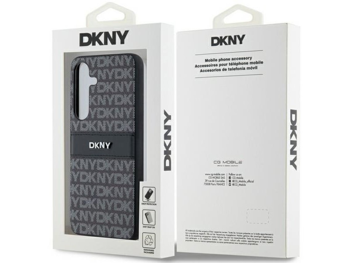 DKNY Leather Mono Stripe & Metal Logo case for Samsung Galaxy S24+ - black
