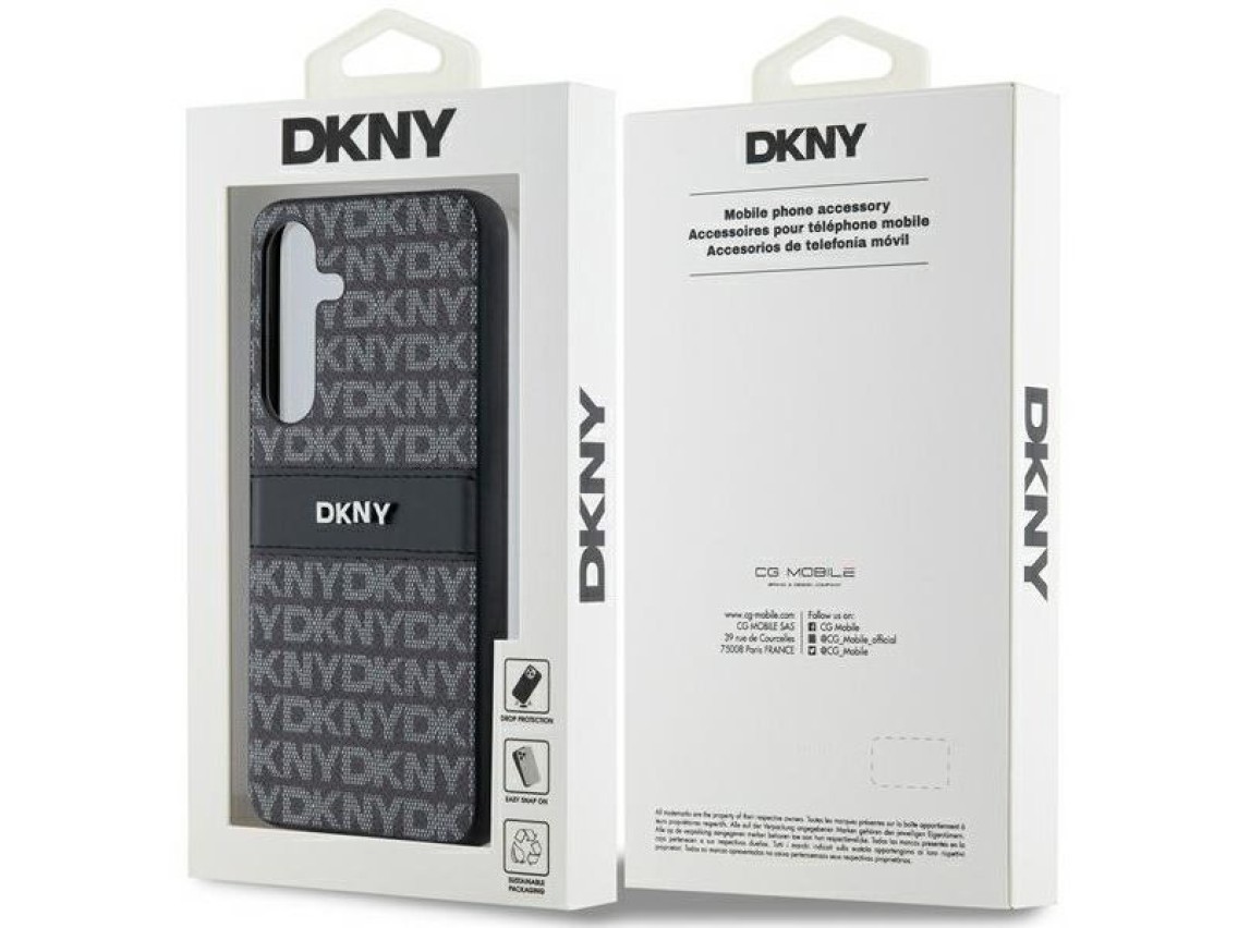 DKNY Leather Mono Stripe & Metal Logo case for Samsung Galaxy S24 - black
