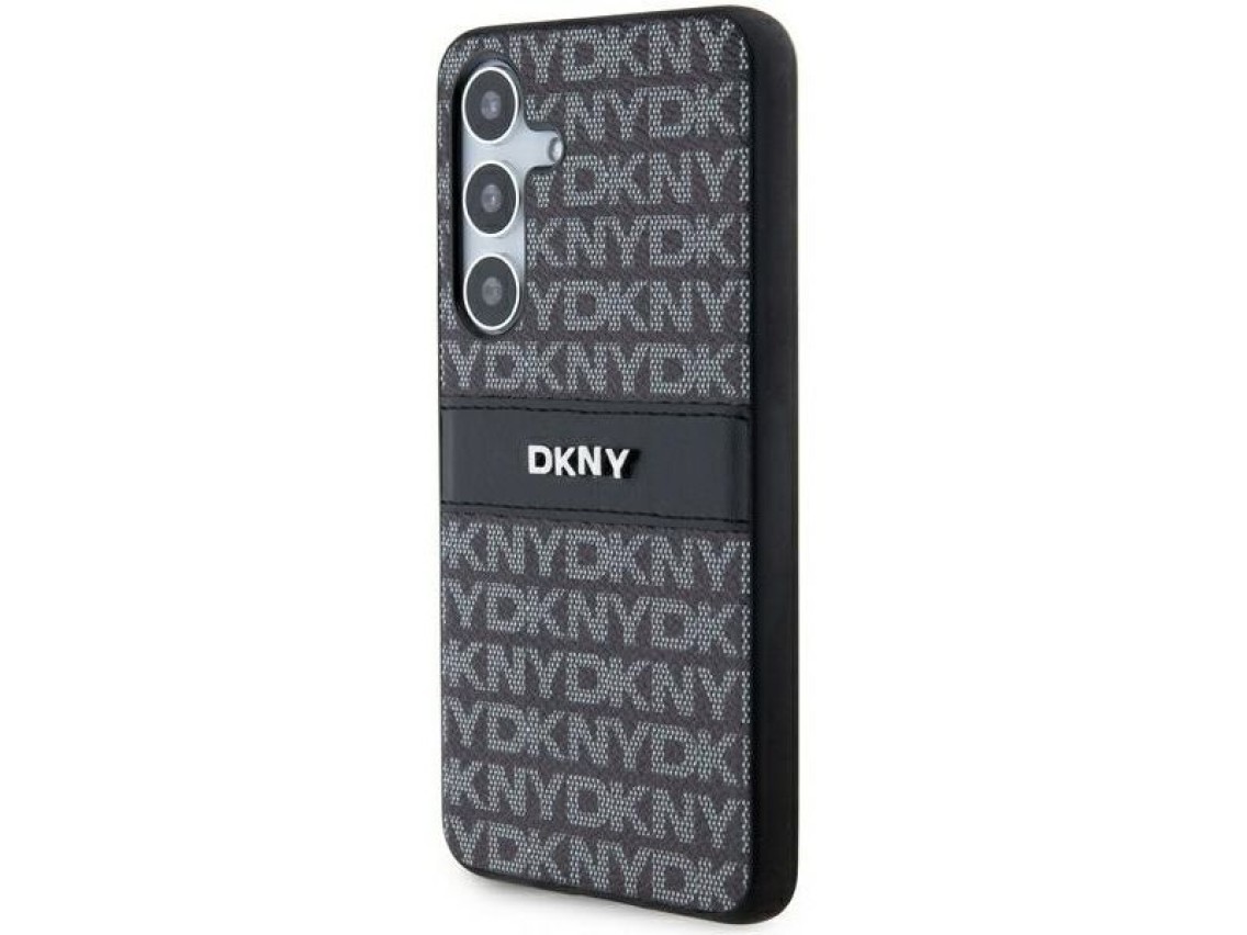 DKNY Leather Mono Stripe & Metal Logo case for Samsung Galaxy S24 - black