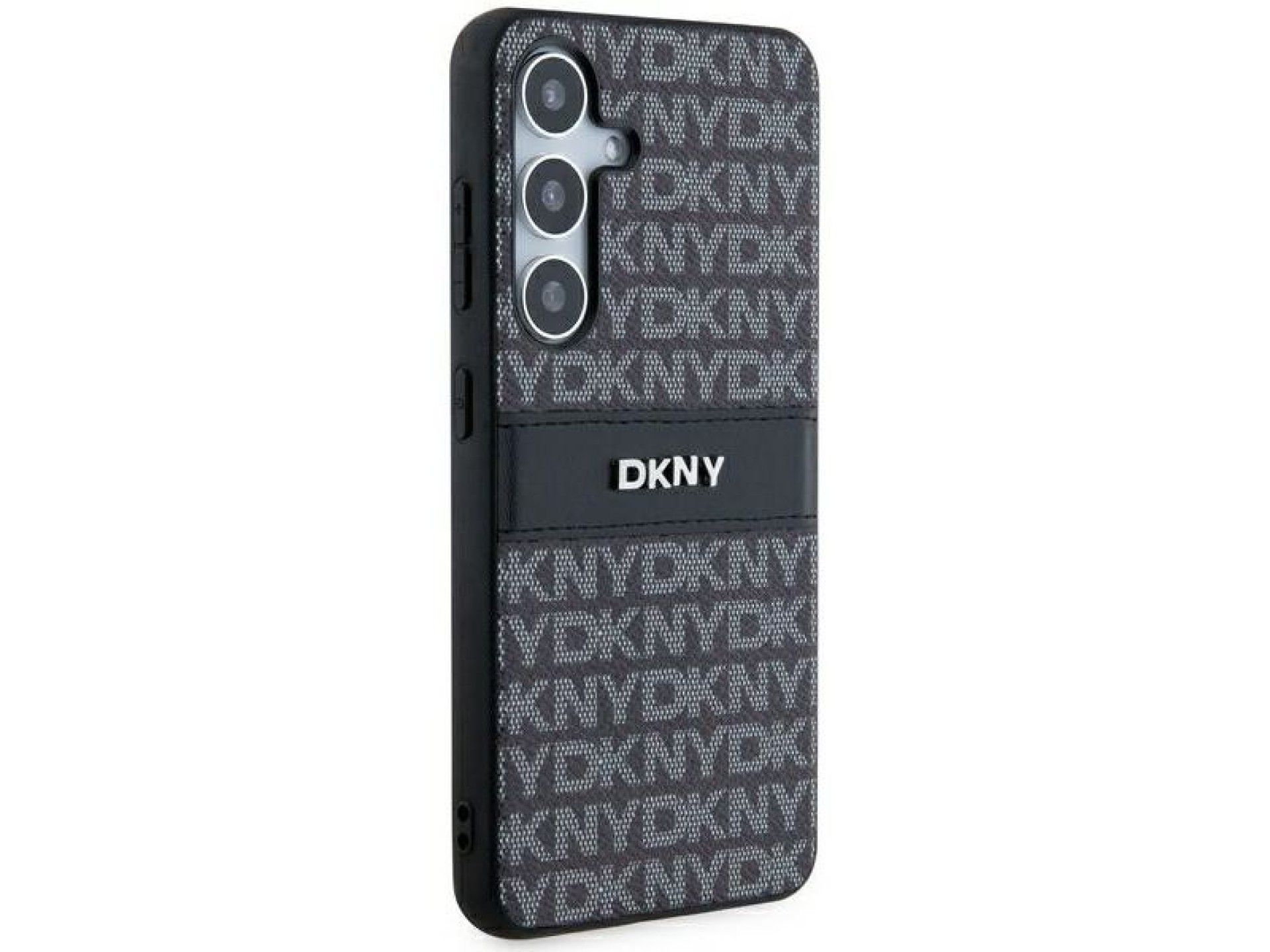 DKNY Leather Mono Stripe & Metal Logo case for Samsung Galaxy S24 - black