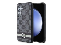 Capa DKNY em couro com estampa xadrez monocromática e listras para Samsung Galaxy S24 - Preta Capa DKNY em couro com estampa xadrez monocromática e listras para Samsung Galaxy S24 - Preta