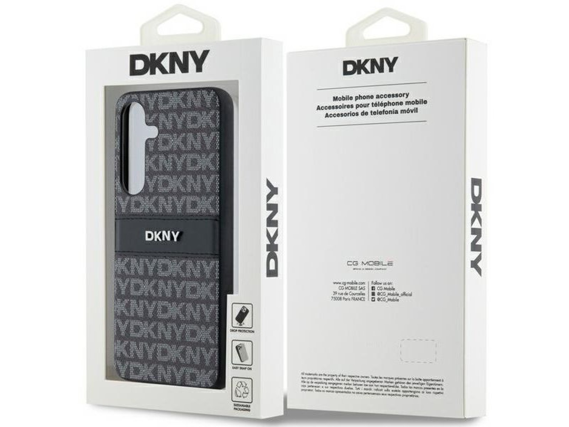 DKNY Leather Mono Stripe & Metal Logo case for Samsung Galaxy S24 - black