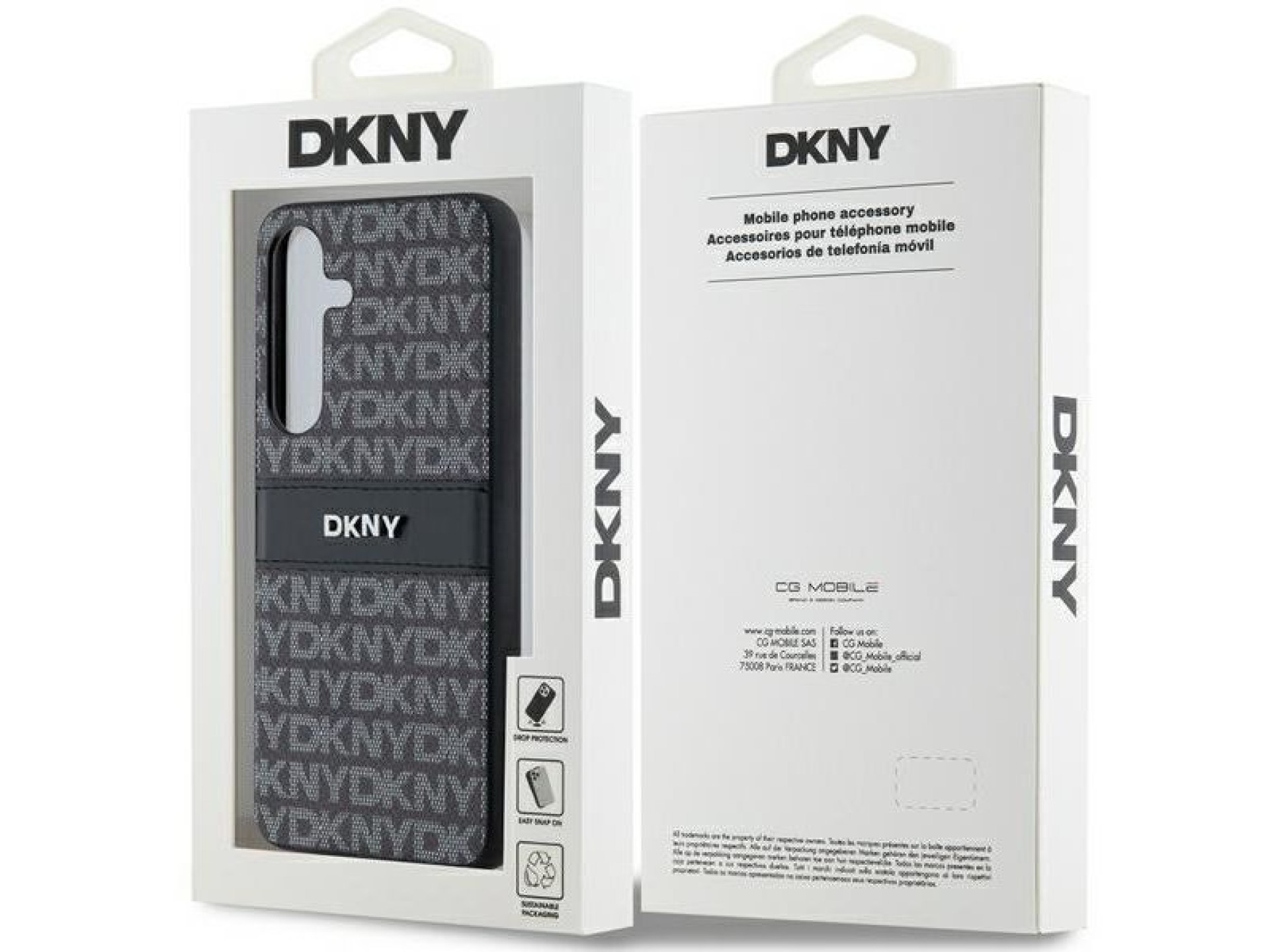 DKNY Leather Mono Stripe & Metal Logo case for Samsung Galaxy S24+ - black
