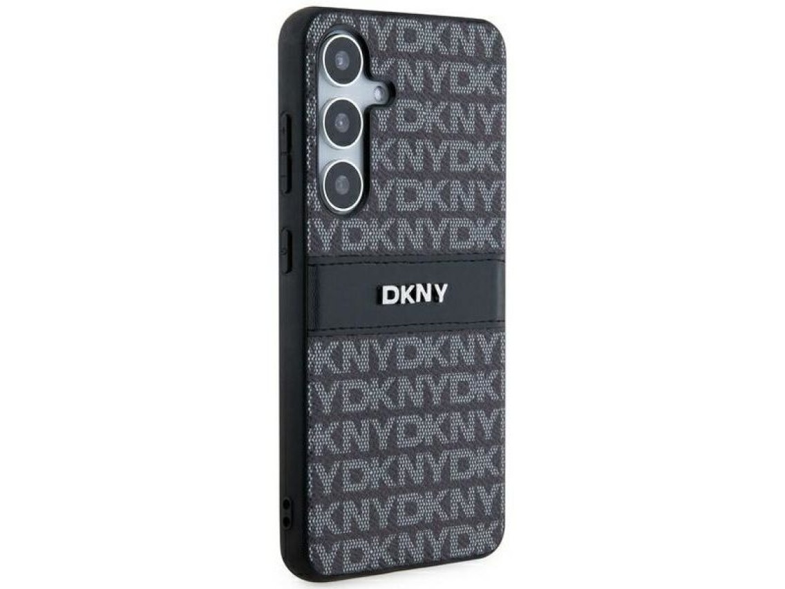 DKNY Leather Mono Stripe & Metal Logo case for Samsung Galaxy S24+ - black