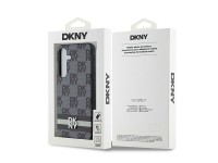 Capa DKNY em couro com estampa xadrez monocromática e listras para Samsung Galaxy S24 - Preta Capa DKNY em couro com estampa xadrez monocromática e listras para Samsung Galaxy S24 - Preta
