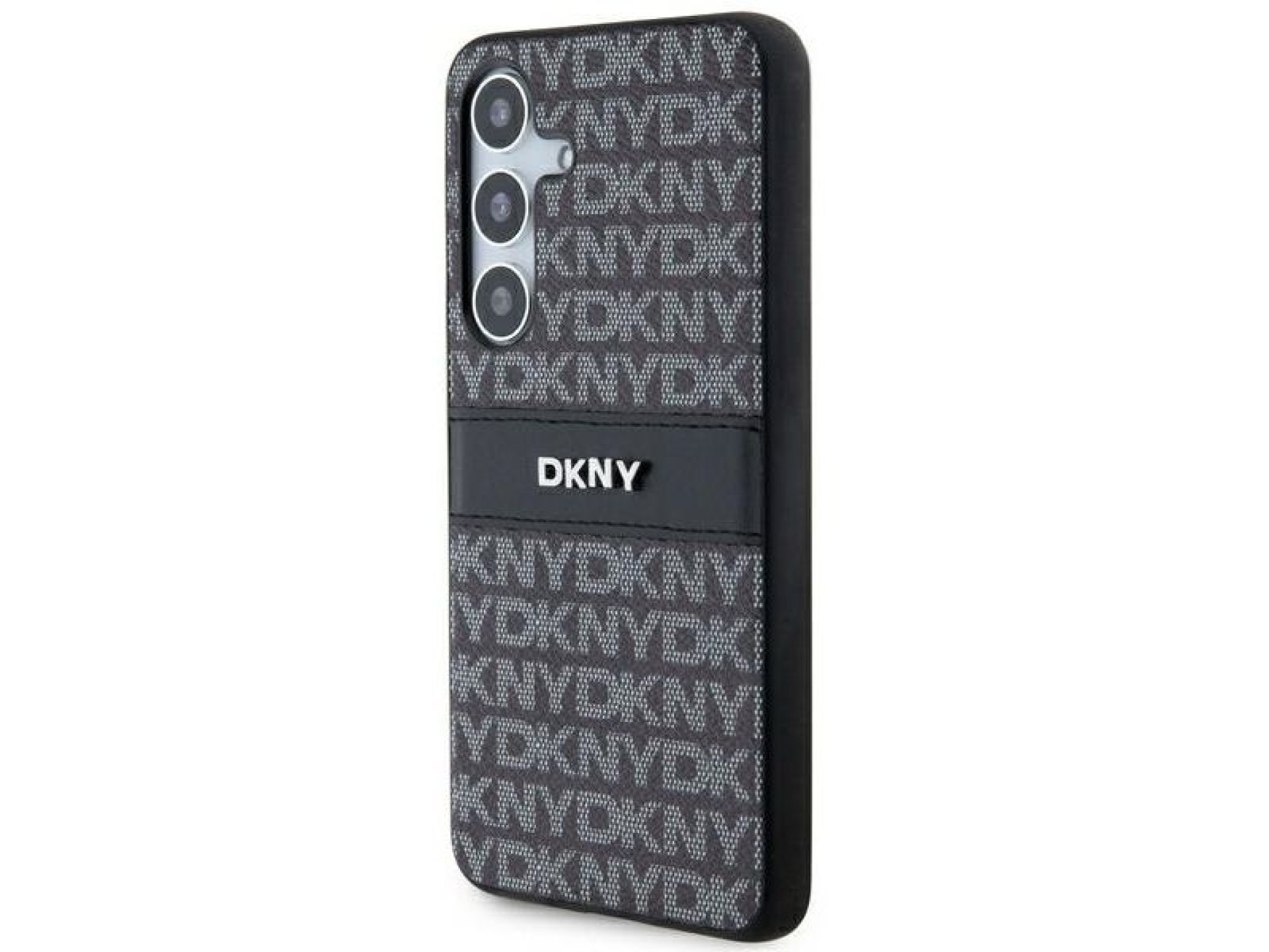 DKNY Leather Mono Stripe & Metal Logo case for Samsung Galaxy S24+ - black