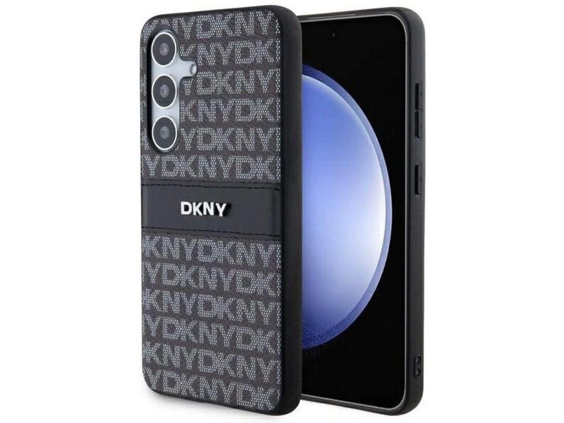 DKNY Leather Mono Stripe & Metal Logo case for Samsung Galaxy S24+ - black