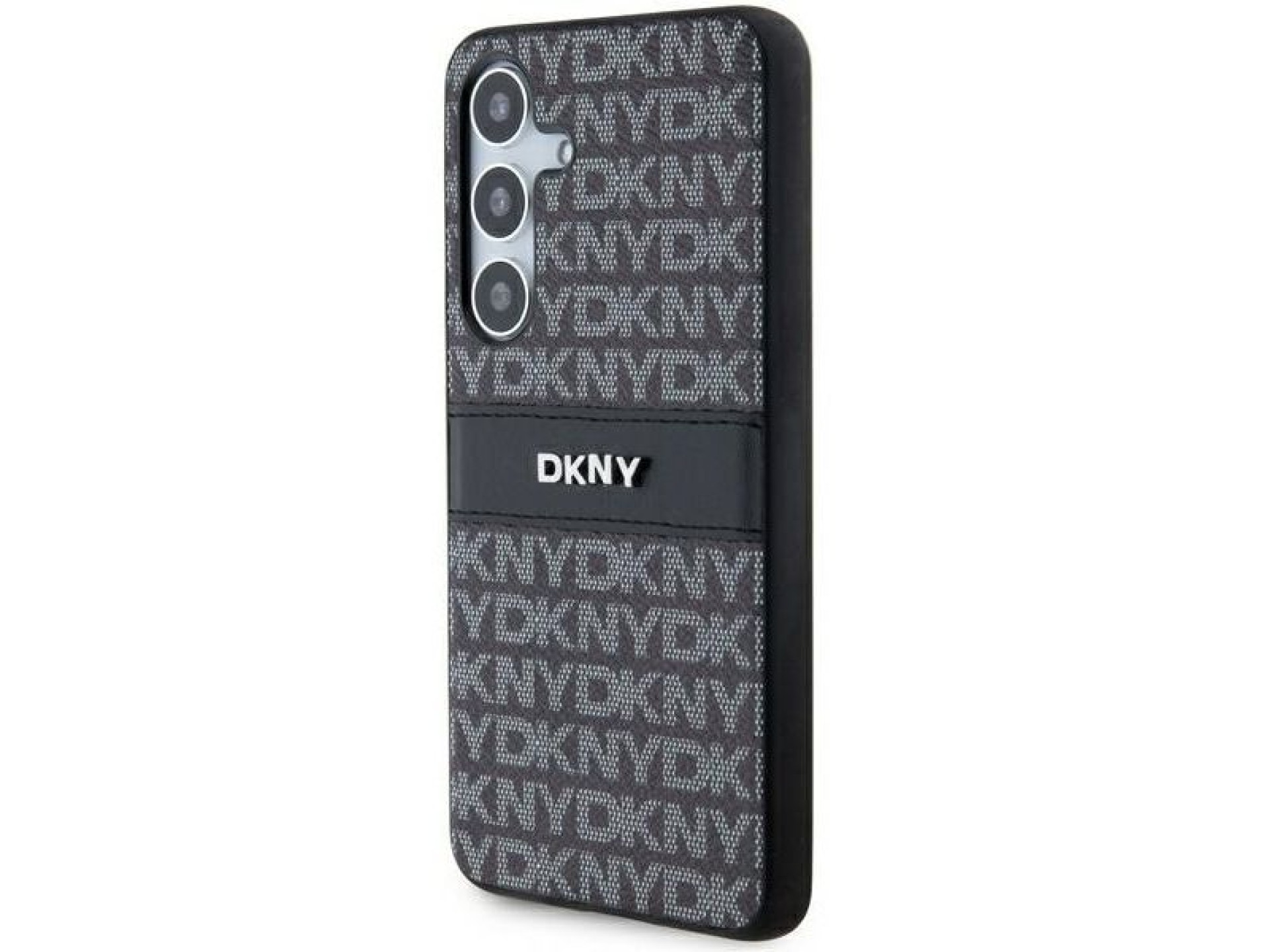 DKNY Leather Mono Stripe & Metal Logo case for Samsung Galaxy S24 - black
