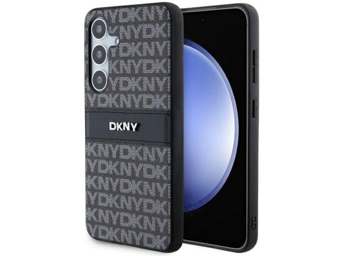 DKNY Leather Mono Stripe & Metal Logo case for Samsung Galaxy S24 - black