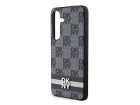 Capa DKNY em couro com estampa xadrez monocromática e listras para Samsung Galaxy S24 - Preta Capa DKNY em couro com estampa xadrez monocromática e listras para Samsung Galaxy S24 - Preta