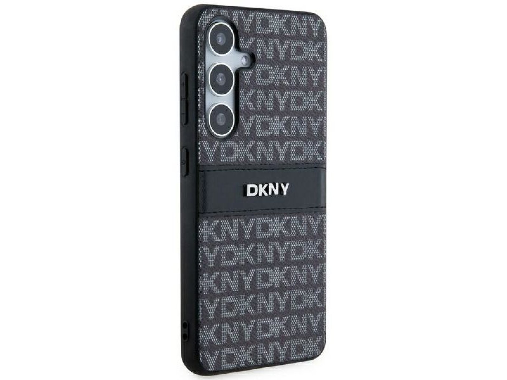 DKNY Leather Mono Stripe & Metal Logo case for Samsung Galaxy S24+ - black