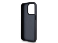Capa DKNY em couro com estampa Mono Stripe e logo met�lico para iPhone 15 Pro - preta