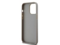 Capa DKNY em couro com estampa Mono Stripe e logo metálico para iPhone 14 Pro Max - bege Capa DKNY em couro com estampa Mono Stripe e logo metálico para iPhone 14 Pro Max - bege