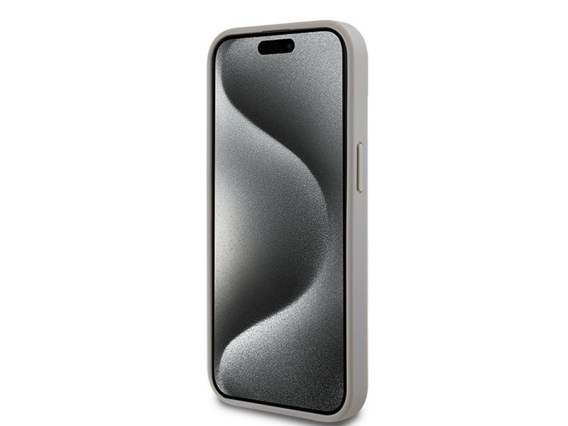 DKNY Leather Mono Stripe & Metal Logo case for iPhone 15 / 14 / 13 - beige
