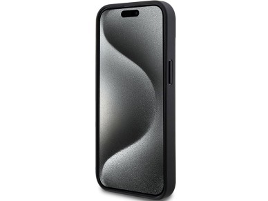 DKNY Leather Mono Stripe & Metal Logo Case for iPhone 15/14/13 - Black DKNY Leather Mono Stripe & Metal Logo Case for iPhone 15/14/13 - Black