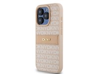 DKNY Leather Mono Stripe & Metal Logo case for iPhone 15 Pro - pink DKNY Leather Mono Stripe & Metal Logo case for iPhone 15 Pro - pink