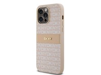 Capa DKNY em couro com estampa Mono Stripe e logo metálico para iPhone 14 Pro Max - rosa Capa DKNY em couro com estampa Mono Stripe e logo metálico para iPhone 14 Pro Max - rosa