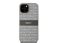 Funda DKNY de piel con franja monocromática y logo metálico para iPhone 15 Plus / 14 Plus - beige Funda DKNY de piel con franja monocromática y logo metálico para iPhone 15 Plus / 14 Plus - beige