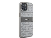 Funda DKNY de piel con franja monocromática y logo metálico para iPhone 15 Plus / 14 Plus - beige Funda DKNY de piel con franja monocromática y logo metálico para iPhone 15 Plus / 14 Plus - beige