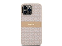 Capa DKNY em couro com estampa Mono Stripe e logo metálico para iPhone 14 Pro Max - rosa Capa DKNY em couro com estampa Mono Stripe e logo metálico para iPhone 14 Pro Max - rosa