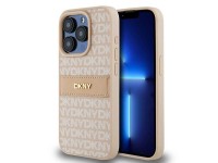 DKNY Leather Mono Stripe & Metal Logo case for iPhone 15 Pro - pink DKNY Leather Mono Stripe & Metal Logo case for iPhone 15 Pro - pink