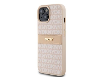 Funda DKNY de piel con franja monocromática y logo metálico para iPhone 15 Plus / 14 Plus - Rosa Funda DKNY de piel con franja monocromática y logo metálico para iPhone 15 Plus / 14 Plus - Rosa