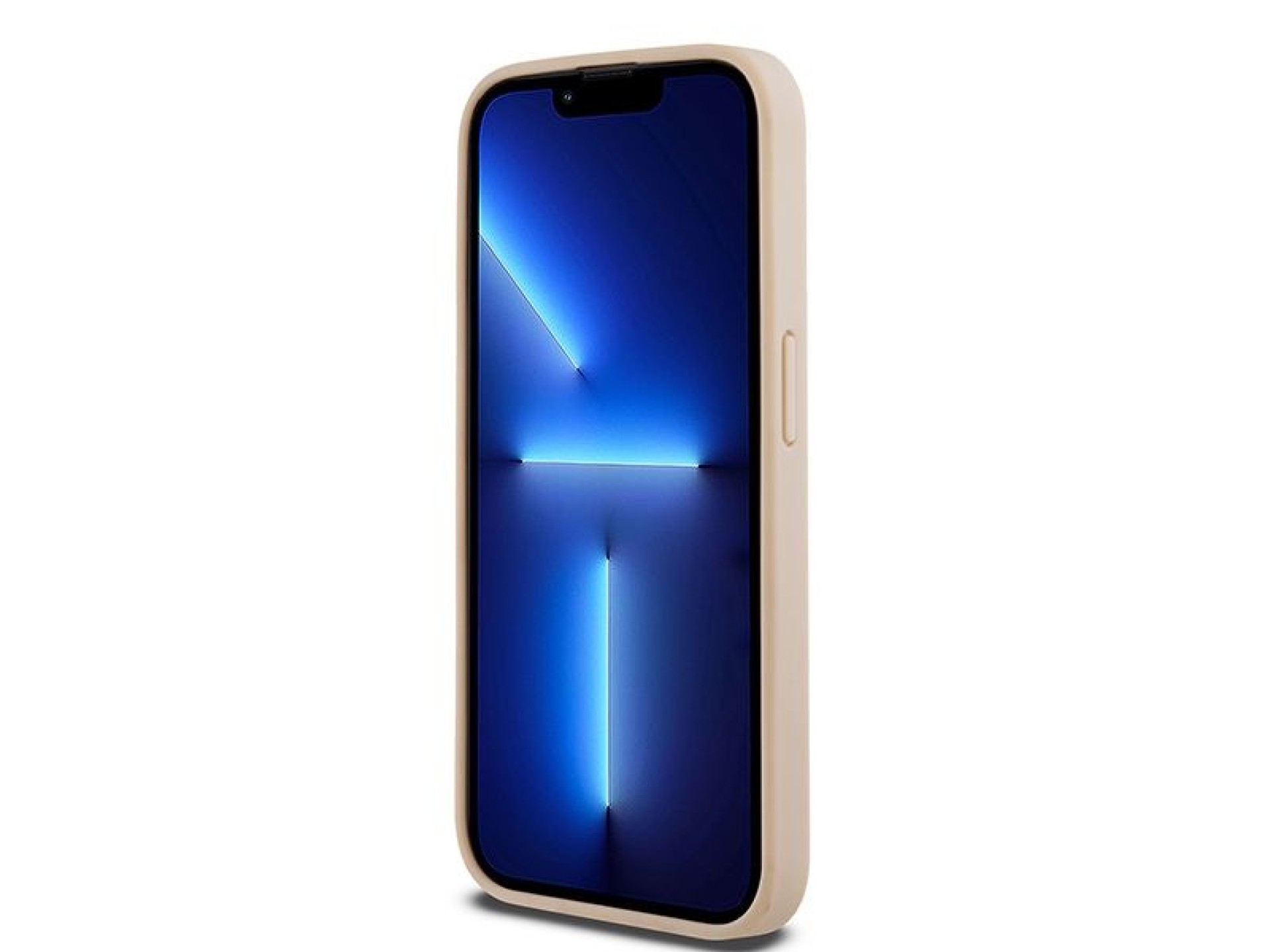 Capa DKNY em couro com estampa Mono Stripe e logo metálico para iPhone 15 Pro - rosa