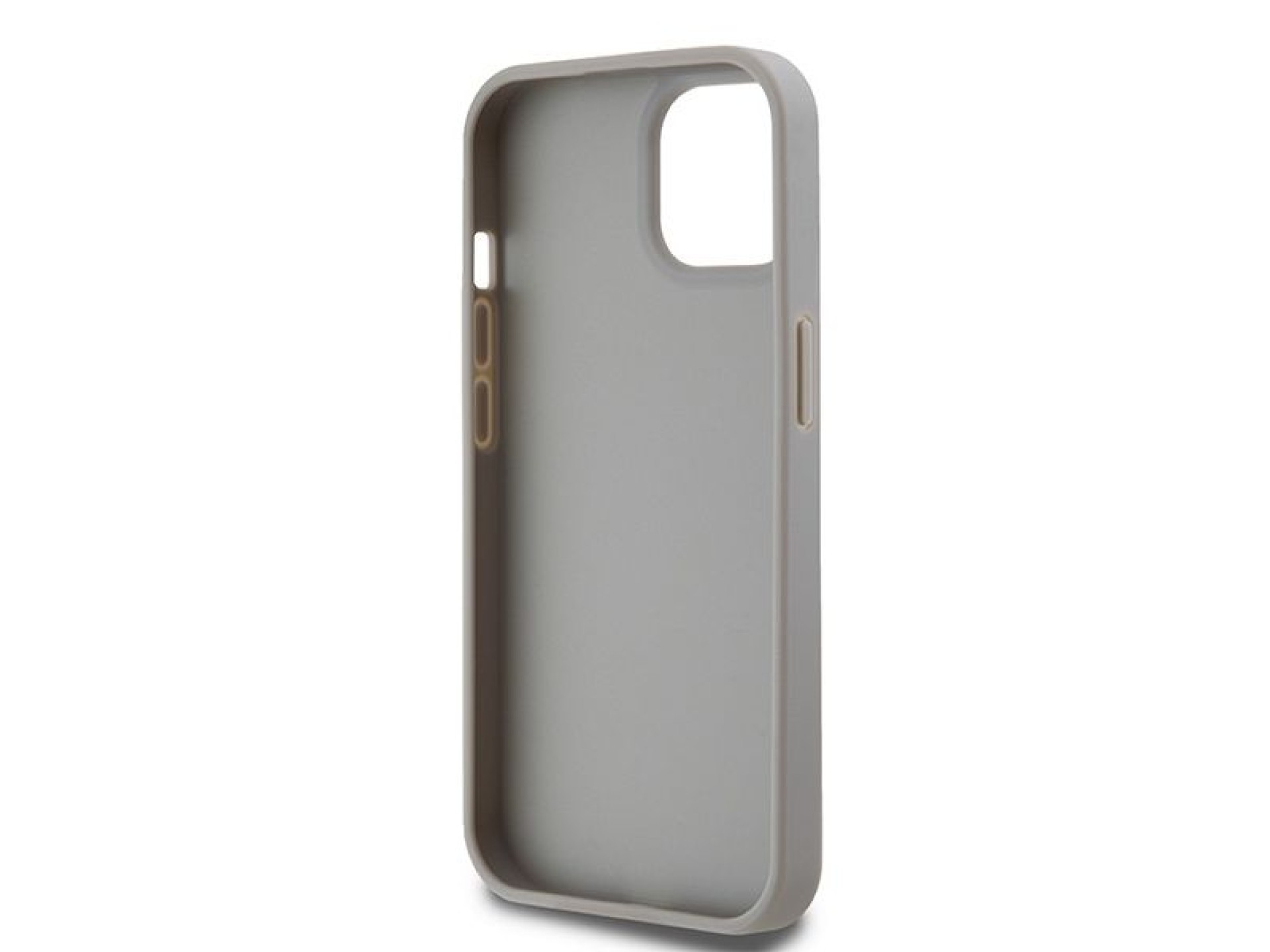 Funda DKNY de piel con franja monocromática y logo metálico para iPhone 15 Plus / 14 Plus - beige