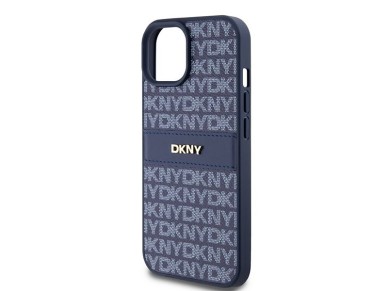 Funda DKNY de piel con franja monocromática y logo metálico para iPhone 15 / 14 / 13 - azul Funda DKNY de piel con franja monocromática y logo metálico para iPhone 15 / 14 / 13 - azul