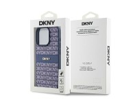 DKNY Leather Mono Stripe & Metal Logo case for iPhone 15 Pro - blue
