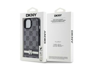DKNY Leather Checkered Mono Pattern & Printed Stripes Case for iPhone 15/14/13 - Black DKNY Leather Checkered Mono Pattern & Printed Stripes Case for iPhone 15/14/13 - Black
