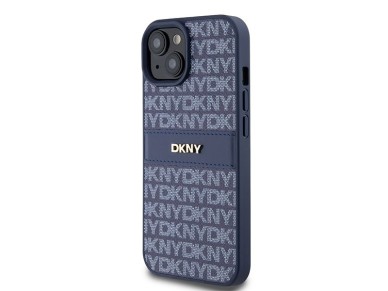 Funda DKNY de piel con franja monocromática y logo metálico para iPhone 15 / 14 / 13 - azul Funda DKNY de piel con franja monocromática y logo metálico para iPhone 15 / 14 / 13 - azul