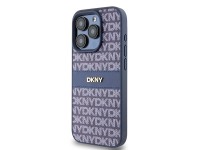 DKNY Leather Mono Stripe & Metal Logo case for iPhone 15 Pro - blue