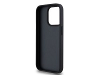 Capa DKNY para iPhone 15 Pro em couro com estampa xadrez monocromática e listras - Preta Capa DKNY para iPhone 15 Pro em couro com estampa xadrez monocromática e listras - Preta
