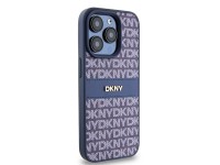 DKNY Leather Mono Stripe & Metal Logo case for iPhone 15 Pro - blue
