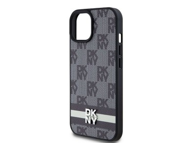 DKNY Leather Checkered Mono Pattern & Printed Stripes Case for iPhone 15/14/13 - Black DKNY Leather Checkered Mono Pattern & Printed Stripes Case for iPhone 15/14/13 - Black