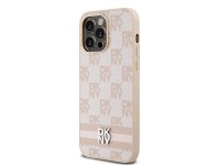 DKNY Leather Checkered Mono Pattern & Printed Stripes case for iPhone 14 Pro Max - pink DKNY Leather Checkered Mono Pattern & Printed Stripes case for iPhone 14 Pro Max - pink