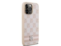 DKNY Leather Checkered Mono Pattern & Printed Stripes case for iPhone 14 Pro Max - pink DKNY Leather Checkered Mono Pattern & Printed Stripes case for iPhone 14 Pro Max - pink