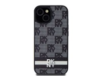 DKNY Leather Checkered Mono Pattern & Printed Stripes Case for iPhone 15 Plus / 14 Plus - Black DKNY Leather Checkered Mono Pattern & Printed Stripes Case for iPhone 15 Plus / 14 Plus - Black