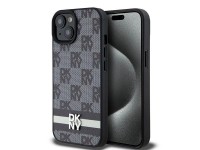 DKNY Leather Checkered Mono Pattern & Printed Stripes Case for iPhone 15 Plus / 14 Plus - Black DKNY Leather Checkered Mono Pattern & Printed Stripes Case for iPhone 15 Plus / 14 Plus - Black