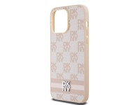 DKNY Leather Checkered Mono Pattern & Printed Stripes case for iPhone 14 Pro Max - pink DKNY Leather Checkered Mono Pattern & Printed Stripes case for iPhone 14 Pro Max - pink