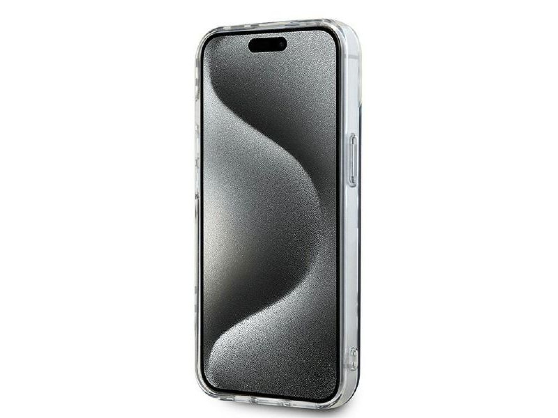 Capa DKNY IML com estampa xadrez monocromática para iPhone 15/14/13 - preta