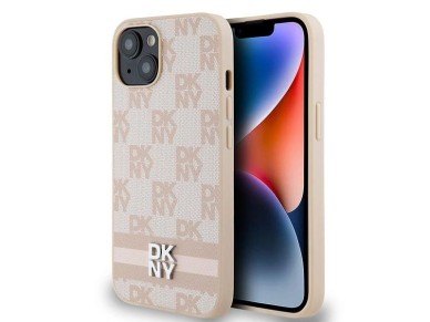 Funda DKNY de piel con estampado a cuadros monocromático y rayas estampadas para iPhone 15 / 14 / 13 Funda DKNY de piel con estampado a cuadros monocromático y rayas estampadas para iPhone 15 / 14 / 13