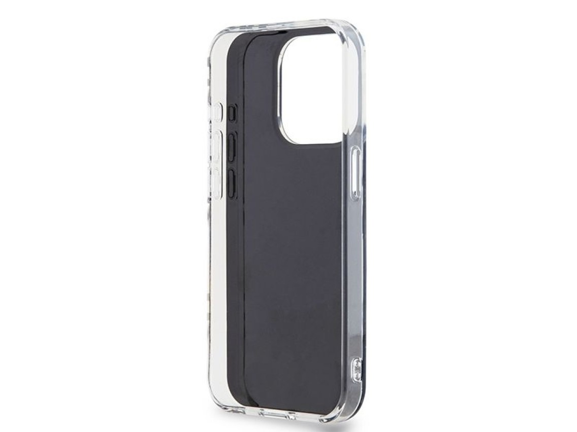 Capa DKNY IML com estampa xadrez monocromática para iPhone 15 Pro Max - preta