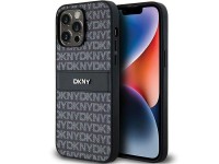 DKNY Leather Mono Stripe & Metal Logo case for iPhone 14 Pro - black