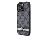 Funda para iPhone 14 Pro de DKNY en piel con estampado a cuadros monocromático y rayas estampadas - Funda para iPhone 14 Pro de DKNY en piel con estampado a cuadros monocromático y rayas estampadas -