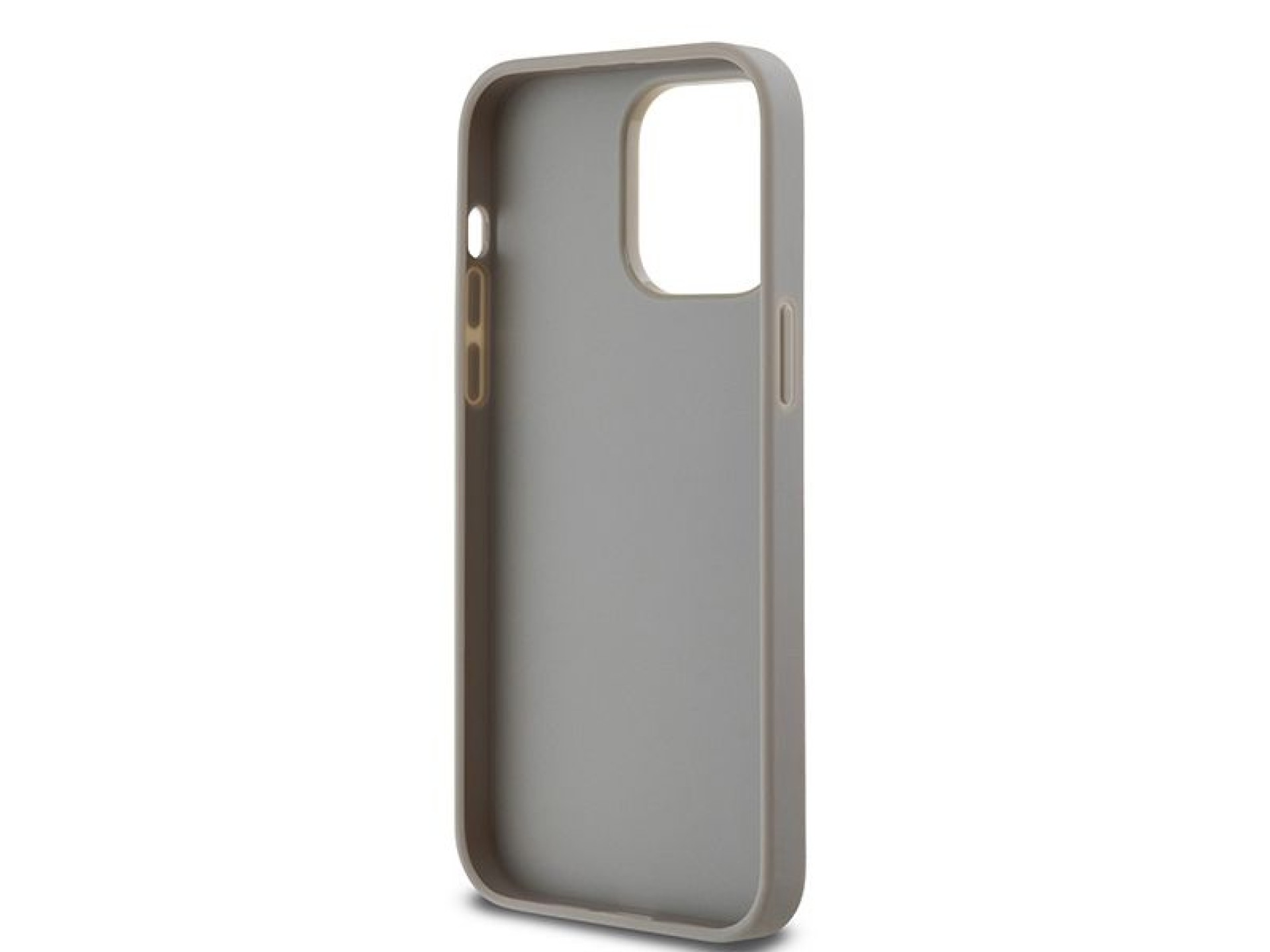 DKNY Leather Mono Stripe & Metal Logo case for iPhone 14 Pro - beige
