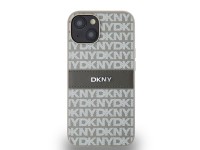 Capa DKNY em couro com estampa Mono Stripe e logo metálico para iPhone 15/14/13 - bege Capa DKNY em couro com estampa Mono Stripe e logo metálico para iPhone 15/14/13 - bege